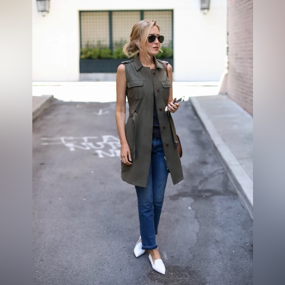Olivia Palermo + Chelsea 28 Long Military Dress vest